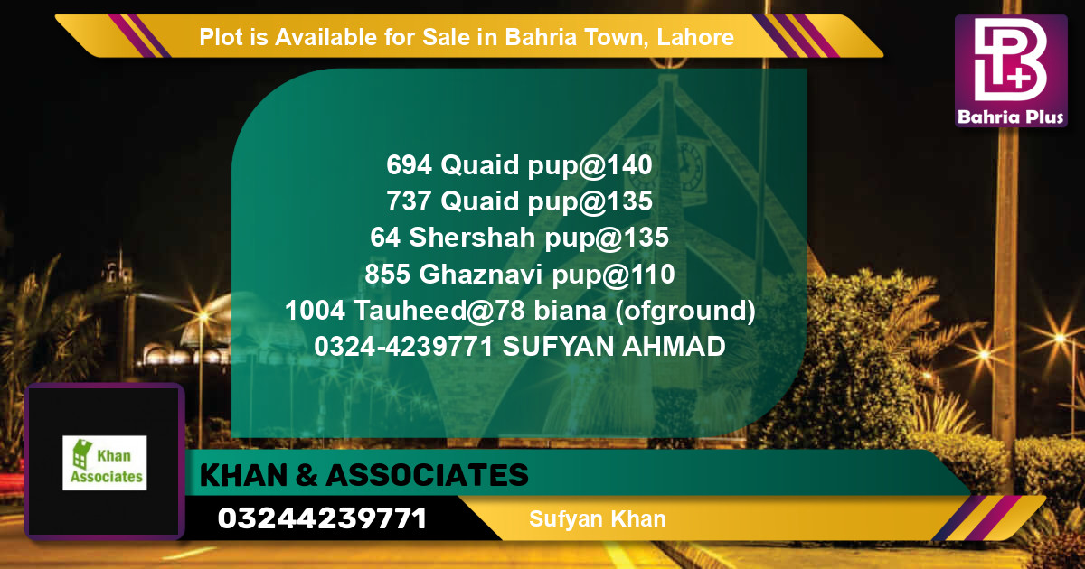 Residential Plot for Sale in Bahria Town, Lahore - (BP-87755)