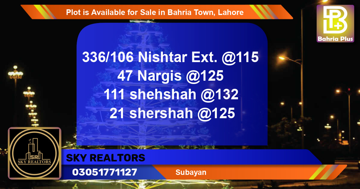 Residential Plot for Sale in Bahria Town, Lahore - (BP-87758)