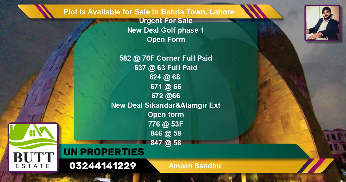 Residential Plot for Sale in Bahria Town, Lahore - (BP-87759)