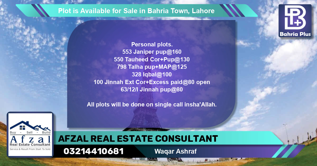 Residential Plot for Sale in Bahria Town, Lahore - (BP-87764)
