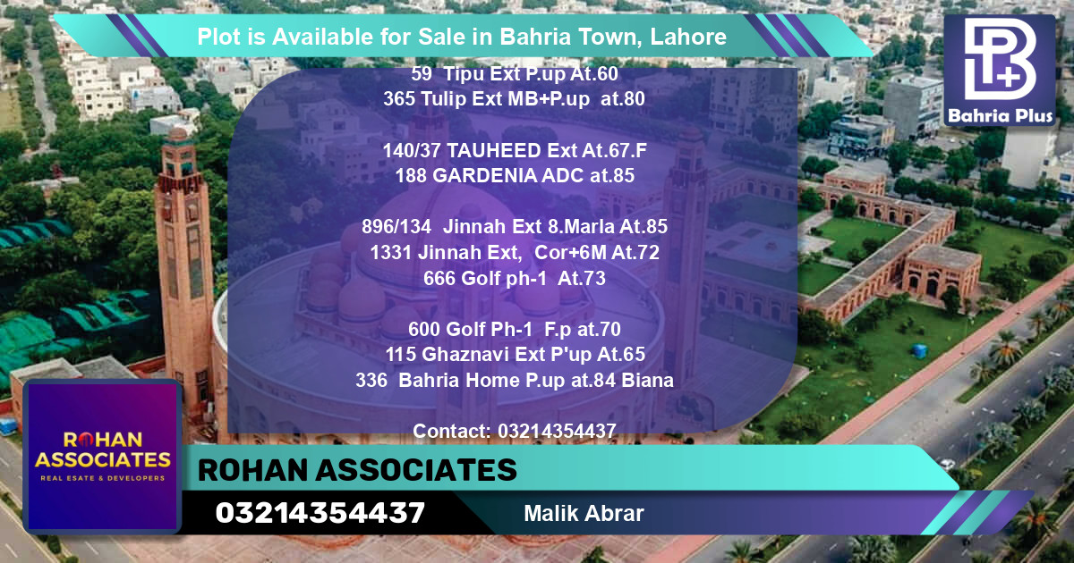 Residential Plot for Sale in Bahria Town, Lahore - (BP-87798)