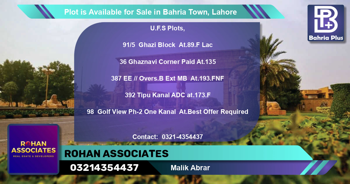 Residential Plot for Sale in Bahria Town, Lahore - (BP-87803)