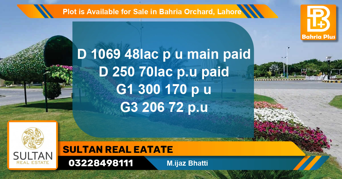 Residential Plot for Sale in Bahria Orchard, Lahore - (BP-87806)