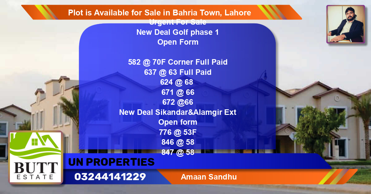 Residential Plot for Sale in Bahria Town, Lahore - (BP-87814)