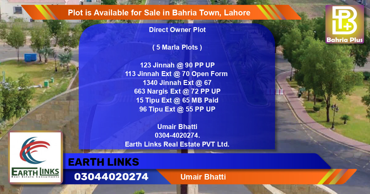 Residential Plot for Sale in Bahria Town, Lahore - (BP-87817)