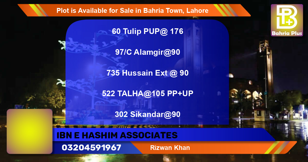Residential Plot for Sale in Bahria Town, Lahore - (BP-87827)