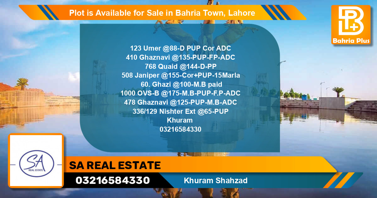 Residential Plot for Sale in Bahria Town, Lahore - (BP-87833)