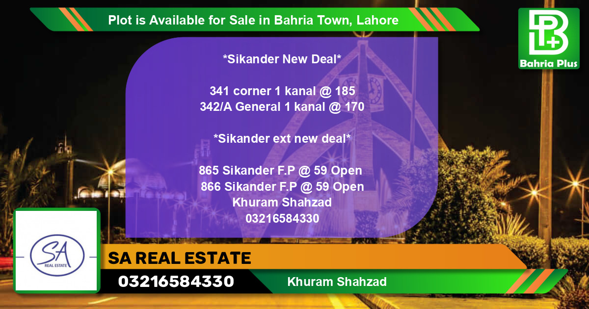 Residential Plot for Sale in Bahria Town, Lahore - (BP-87836)