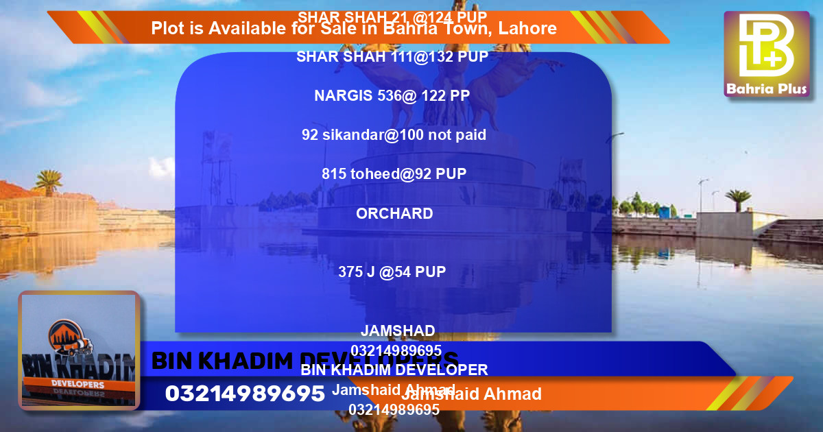 Residential Plot for Sale in Bahria Town, Lahore - (BP-87867)