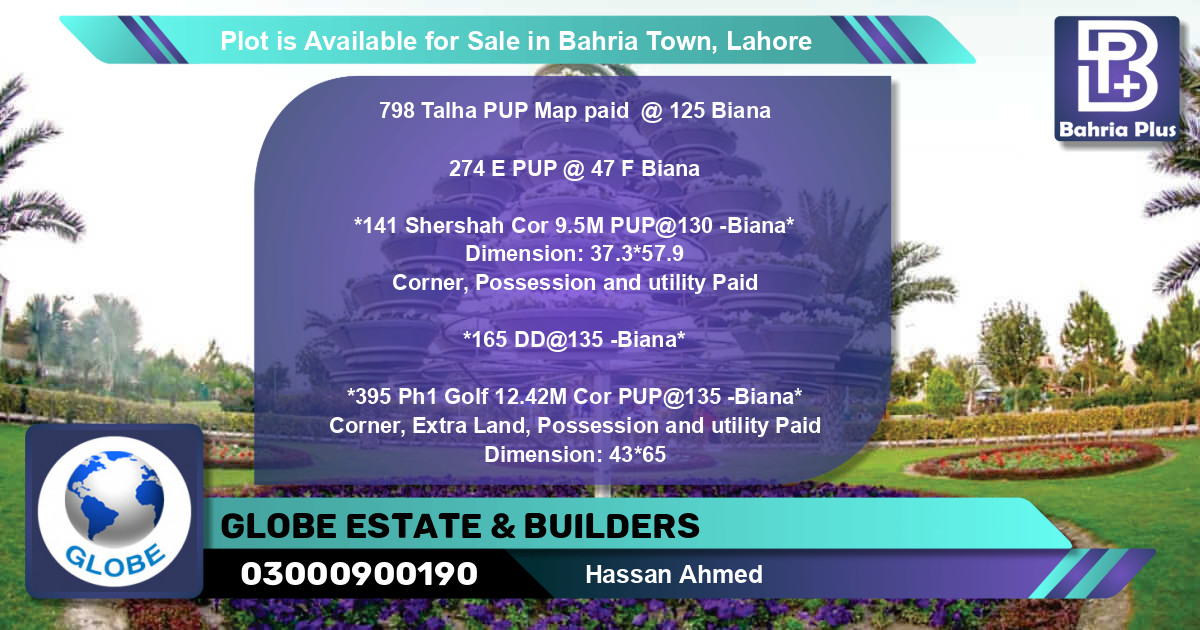 Residential Plot for Sale in Bahria Town, Lahore - (BP-87870)