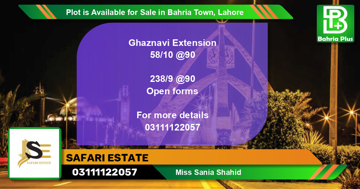 Residential Plot for Sale in Bahria Town, Lahore - (BP-87882)