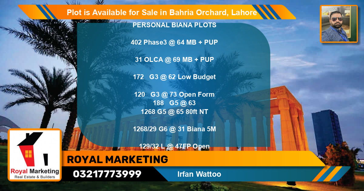 Residential Plot for Sale in Bahria Orchard, Lahore - (BP-87904)