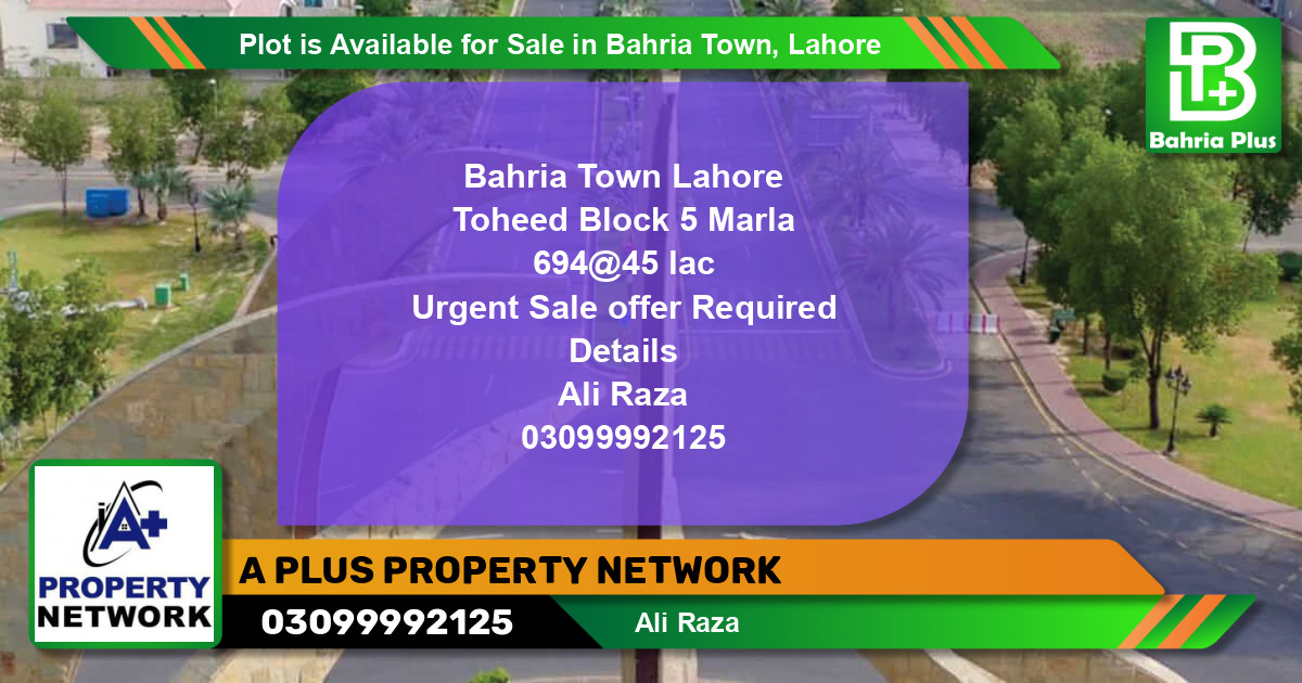 Residential Plot for Sale in Bahria Town, Lahore - (BP-87917)