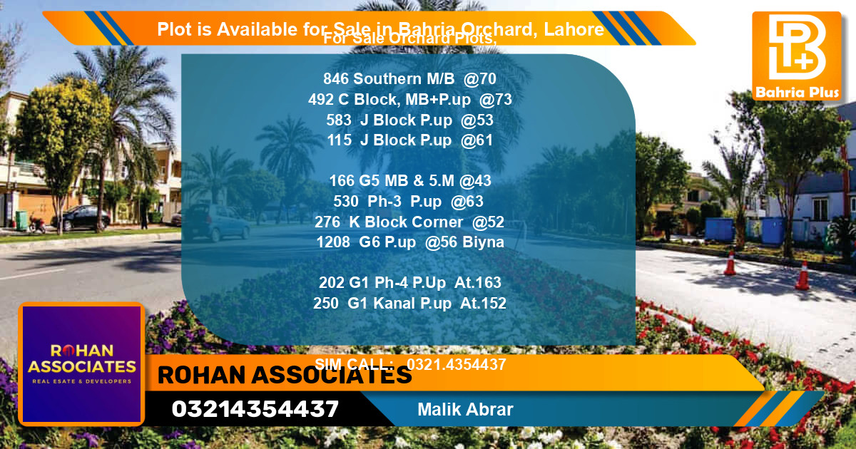 Residential Plot for Sale in Bahria Orchard, Lahore - (BP-87918)