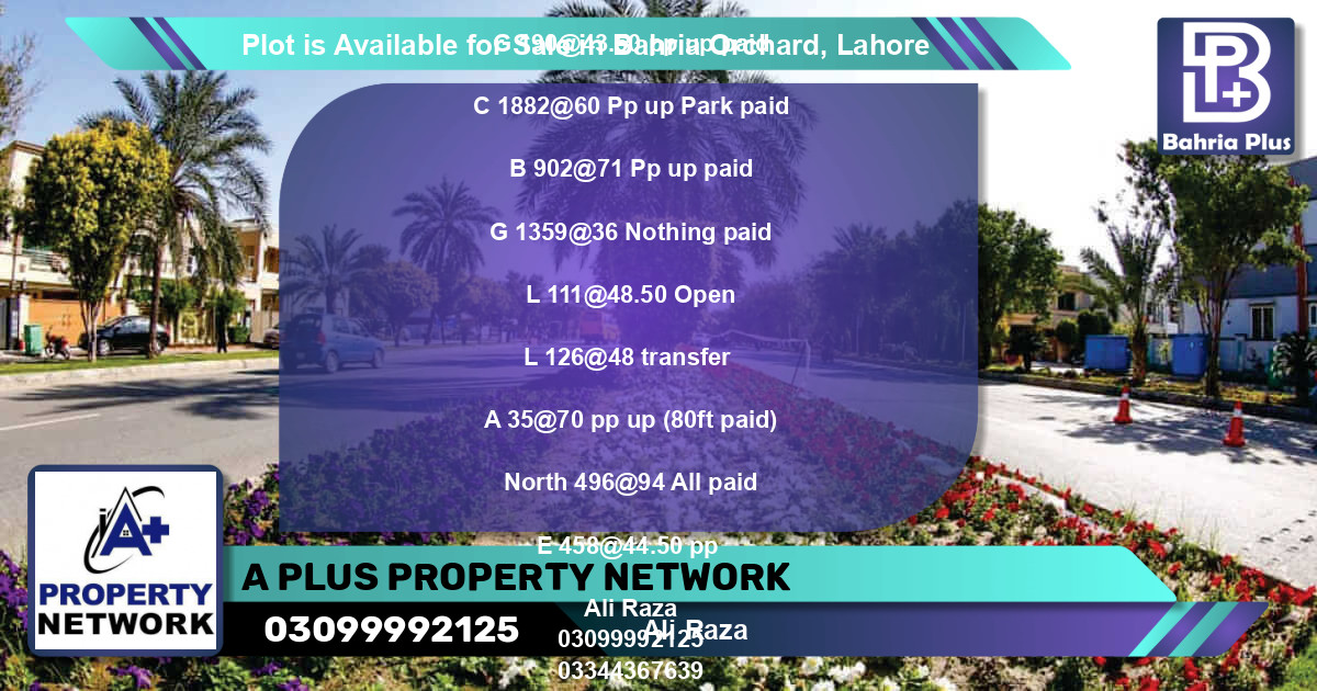 Residential Plot for Sale in Bahria Orchard, Lahore - (BP-87922)
