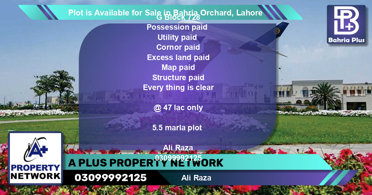 Residential Plot for Sale in Bahria Orchard, Lahore - (BP-87924)
