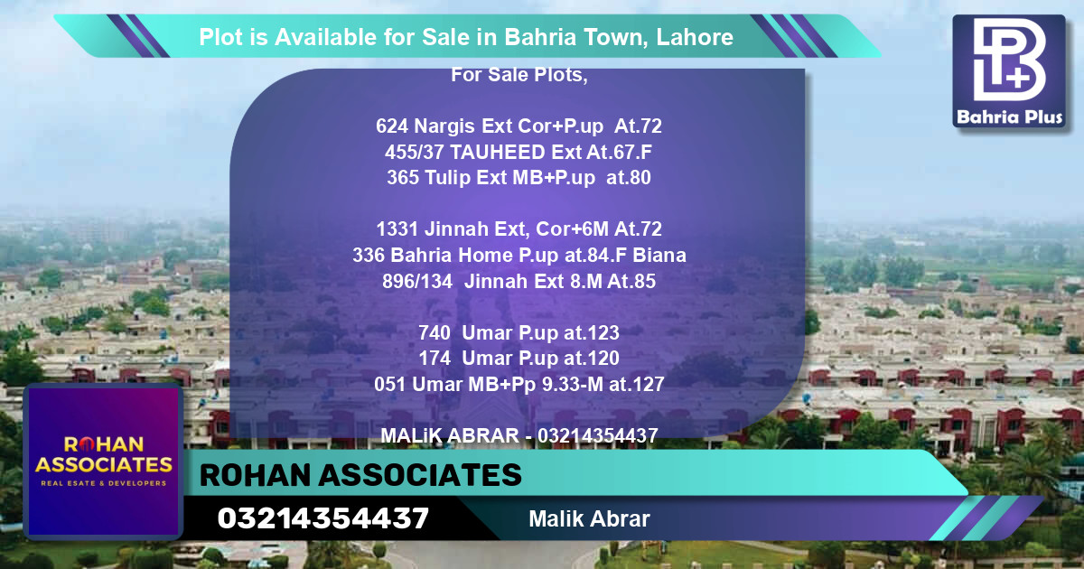 Residential Plot for Sale in Bahria Town, Lahore - (BP-87932)
