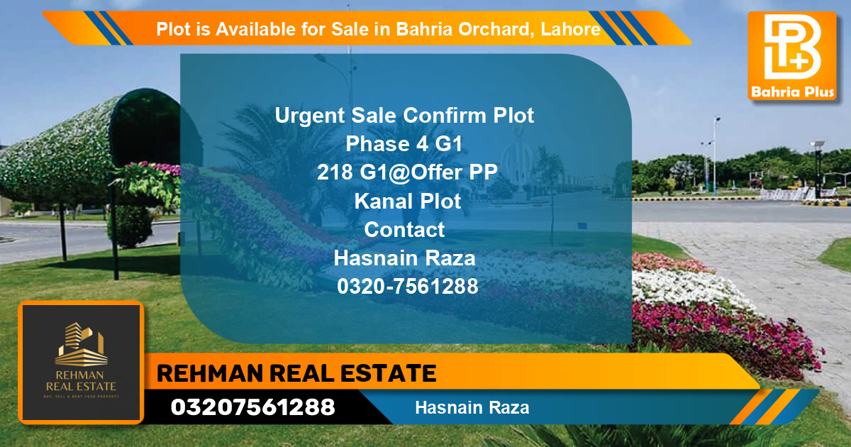 Residential Plot for Sale in Bahria Orchard, Lahore - (BP-87942)