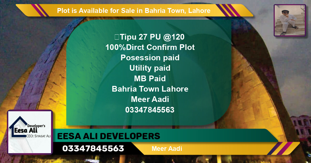 Residential Plot for Sale in Bahria Town, Lahore - (BP-87958)