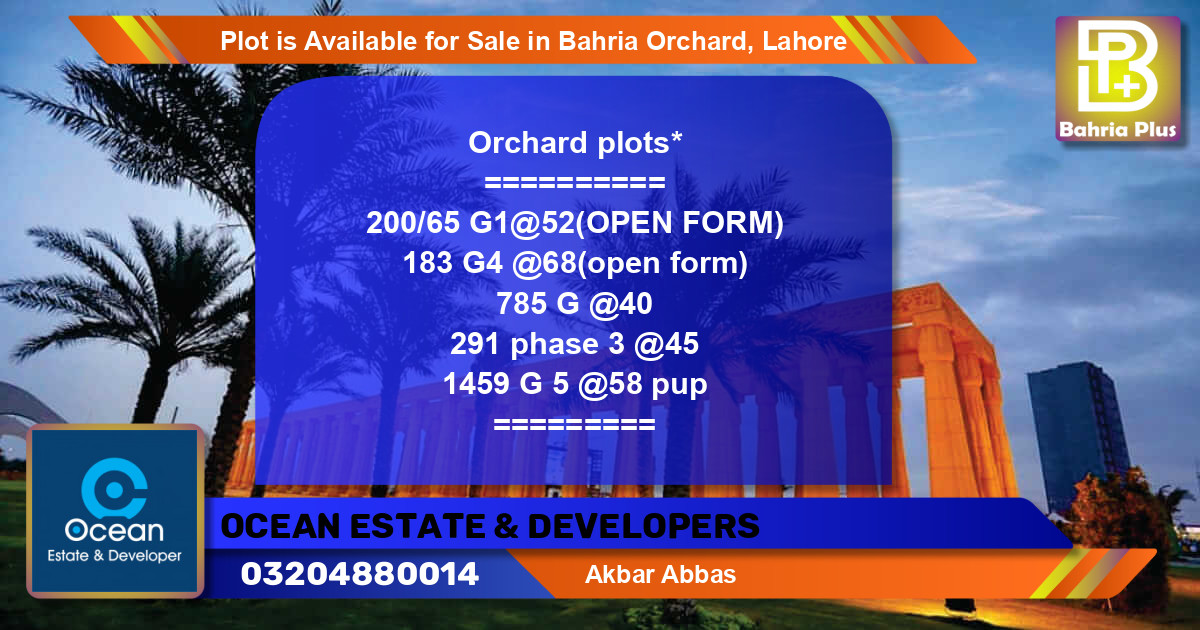 Residential Plot for Sale in Bahria Orchard, Lahore - (BP-87965)