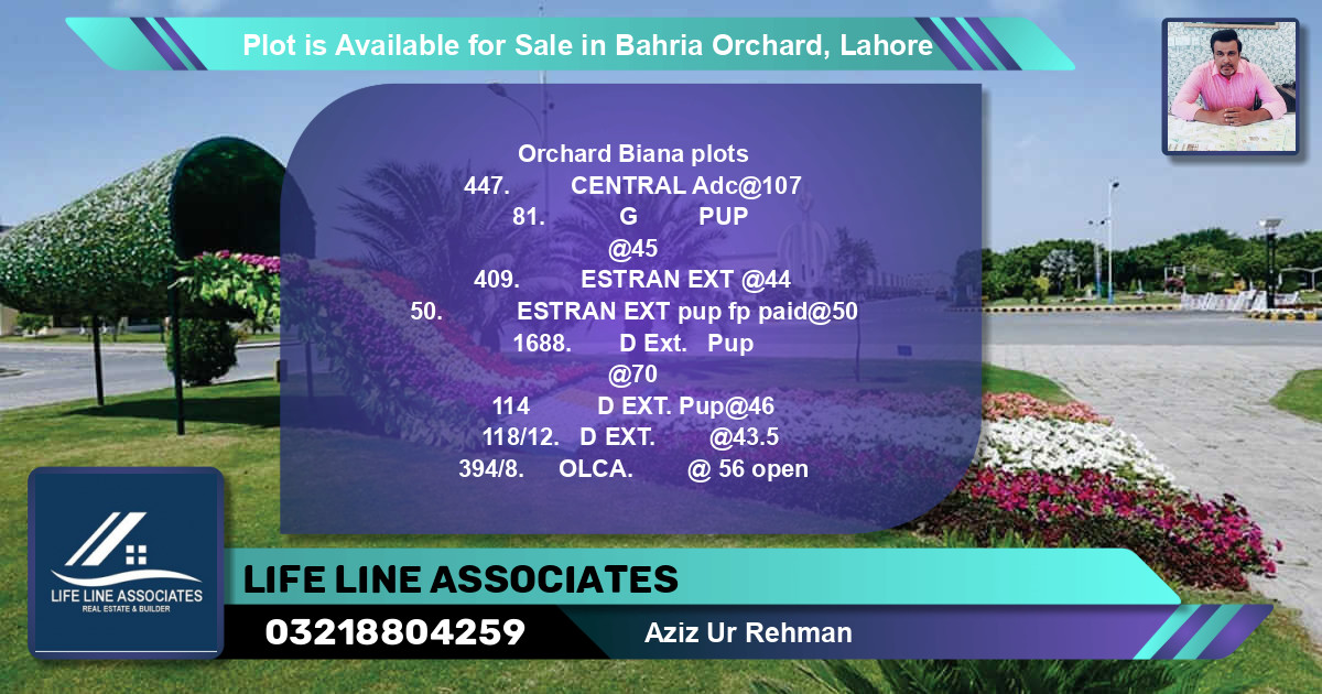 Residential Plot for Sale in Bahria Orchard, Lahore - (BP-87968)