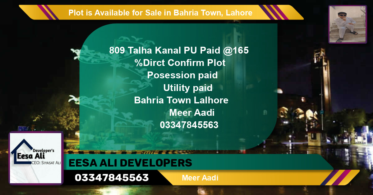 Residential Plot for Sale in Bahria Town, Lahore - (BP-87977)