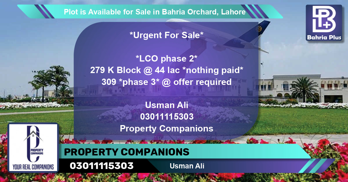 Residential Plot for Sale in Bahria Orchard, Lahore - (BP-87980)