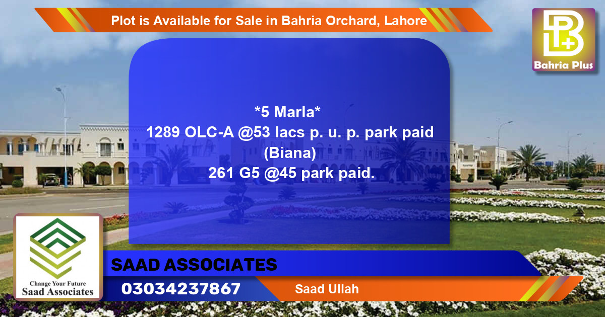 Residential Plot for Sale in Bahria Orchard, Lahore - (BP-87990)