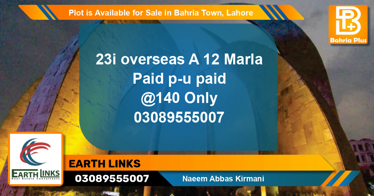 Residential Plot for Sale in Bahria Town, Lahore - (BP-88008)