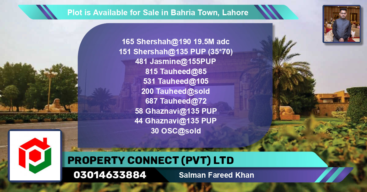 Residential Plot for Sale in Bahria Town, Lahore - (BP-88012)