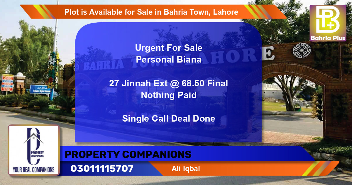 Residential Plot for Sale in Bahria Town, Lahore - (BP-88018)