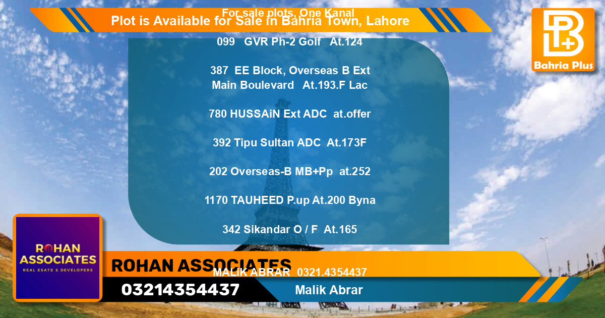 Residential Plot for Sale in Bahria Town, Lahore - (BP-88025)