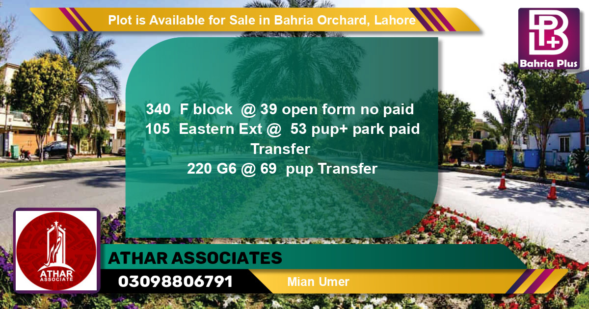 Residential Plot for Sale in Bahria Orchard, Lahore - (BP-88031)