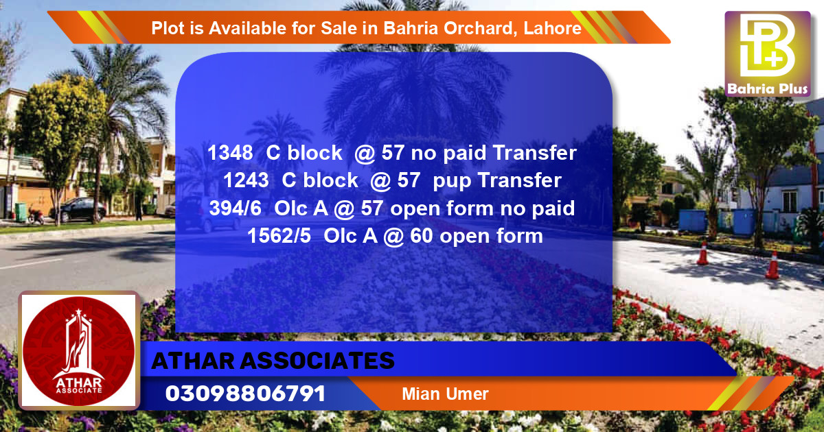 Residential Plot for Sale in Bahria Orchard, Lahore - (BP-88033)
