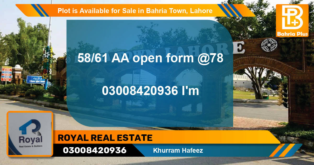 Residential Plot for Sale in Bahria Town, Lahore - (BP-88061)