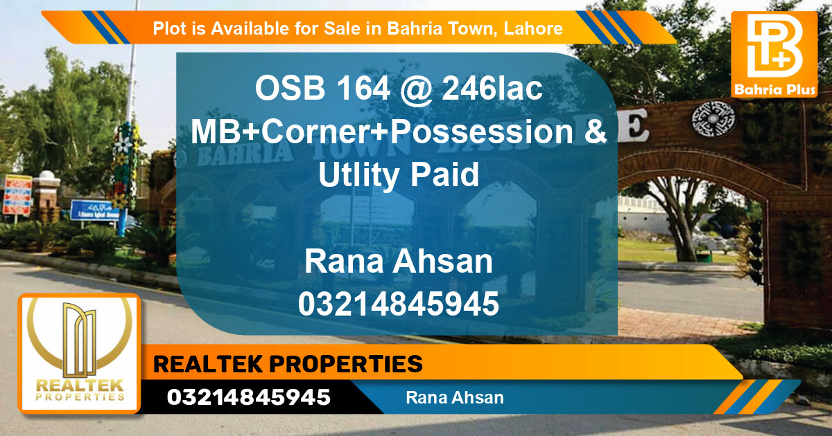 Residential Plot for Sale in Bahria Town, Lahore - (BP-88074)