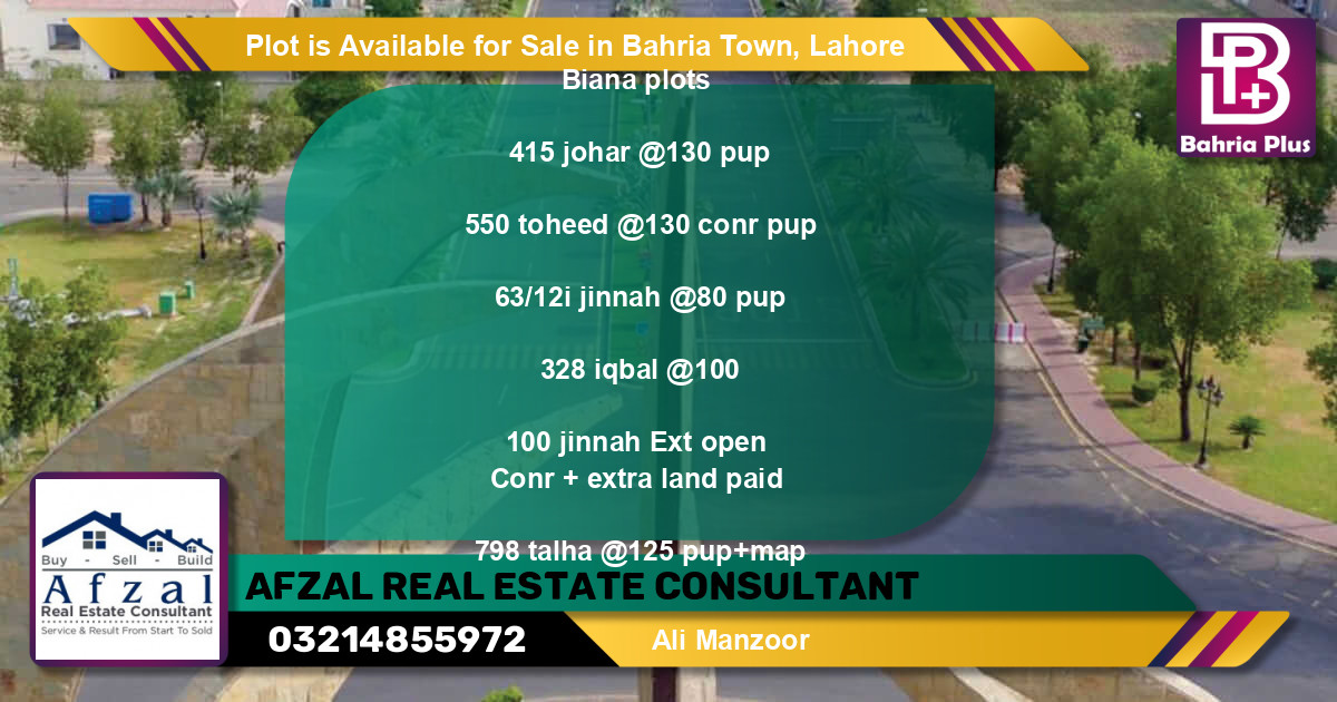 Residential Plot for Sale in Bahria Town, Lahore - (BP-88076)