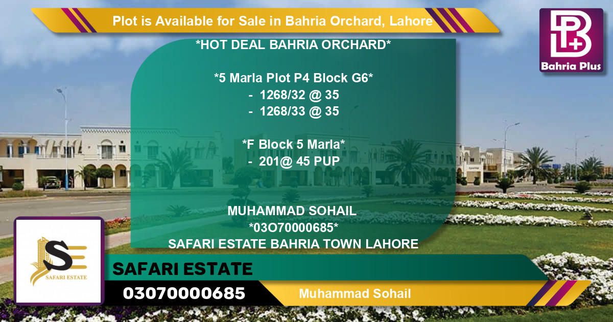 Residential Plot for Sale in Bahria Orchard, Lahore - (BP-88094)