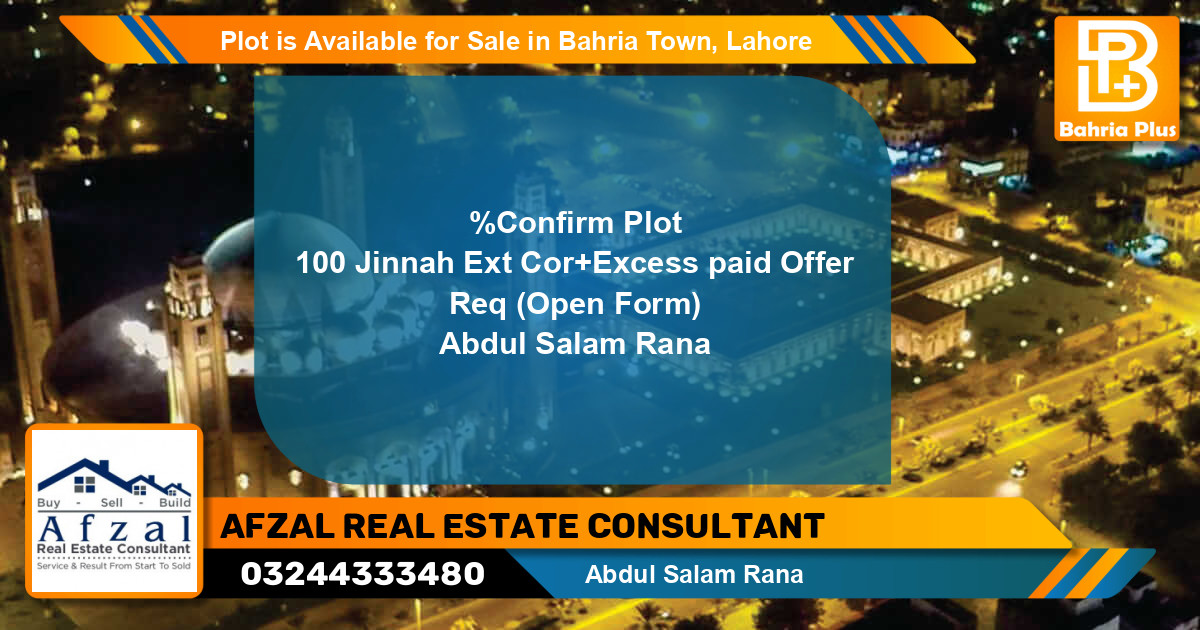 Residential Plot for Sale in Bahria Town, Lahore - (BP-88097)