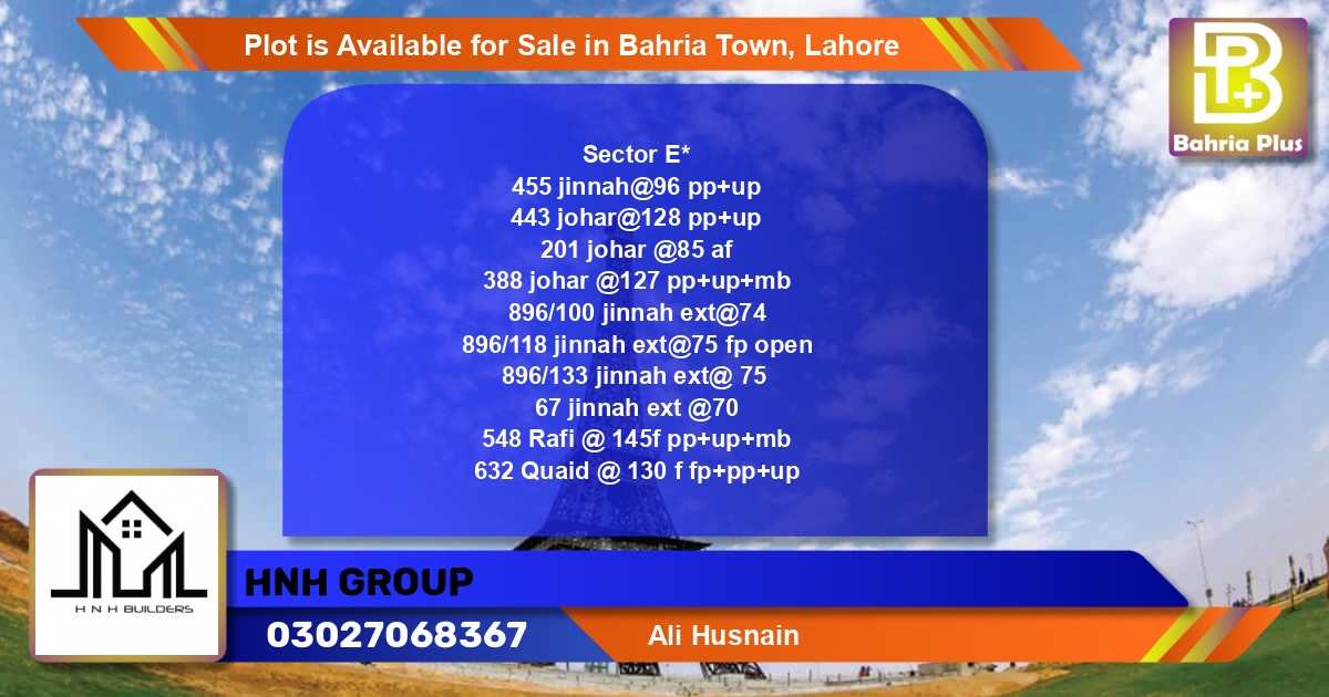Residential Plot for Sale in Bahria Town, Lahore - (BP-88099)