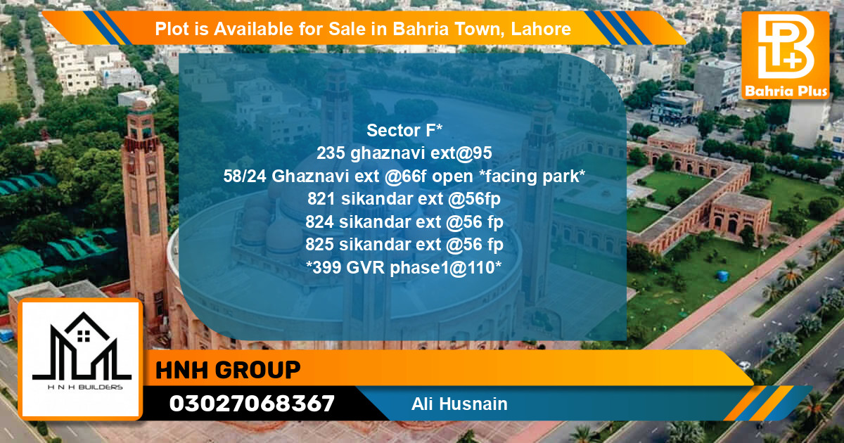 Residential Plot for Sale in Bahria Town, Lahore - (BP-88100)