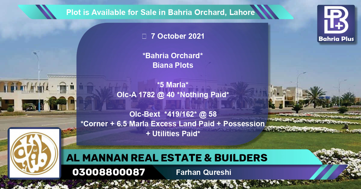 Residential Plot for Sale in Bahria Orchard, Lahore - (BP-88119)