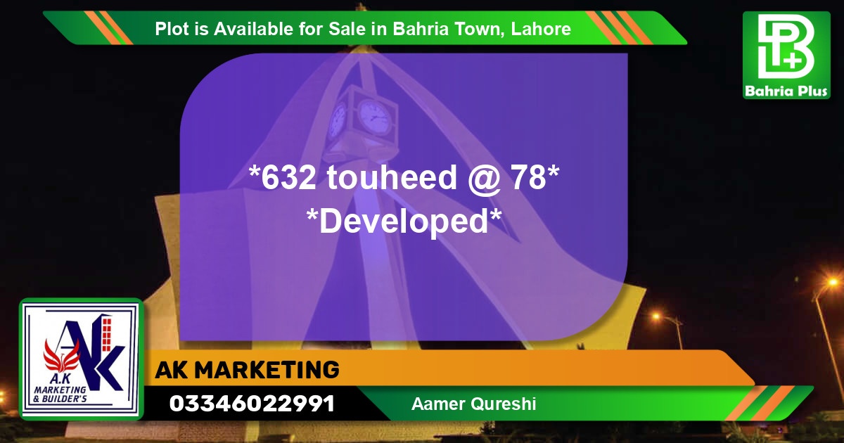 Residential Plot for Sale in Bahria Town, Lahore - (BP-88123)