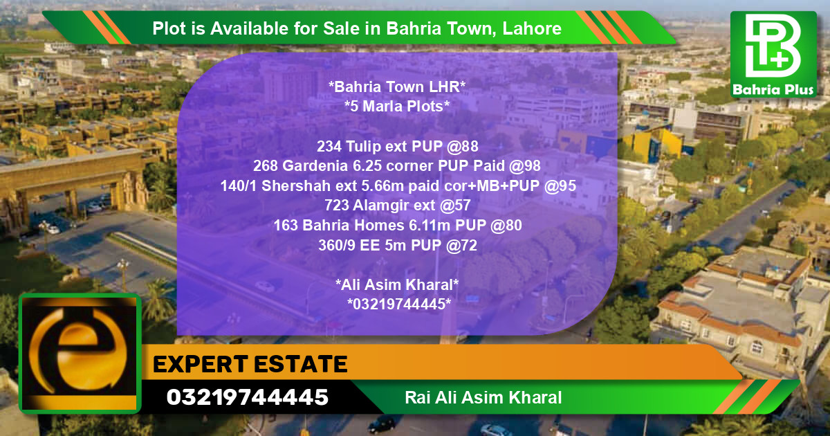 Residential Plot for Sale in Bahria Town, Lahore - (BP-88130)