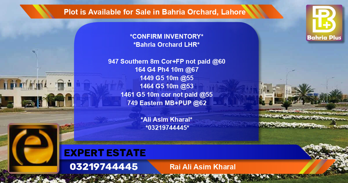 Residential Plot for Sale in Bahria Orchard, Lahore - (BP-88135)