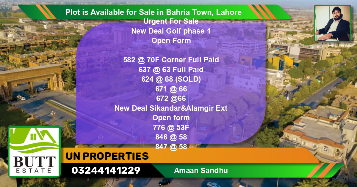 Residential Plot for Sale in Bahria Town, Lahore - (BP-88141)