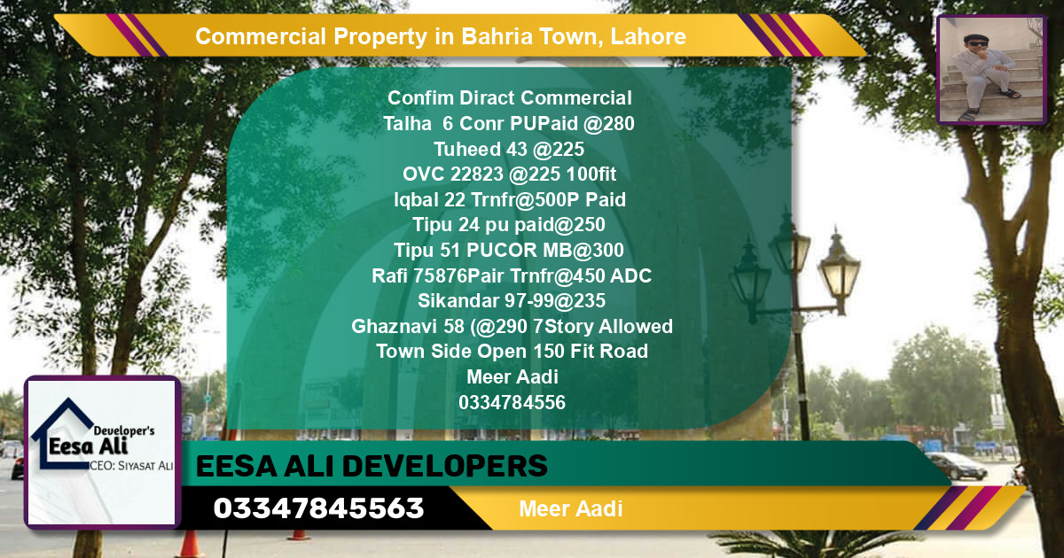 Commercial Property for Sale in Bahria Town, Lahore - (BP-88146)