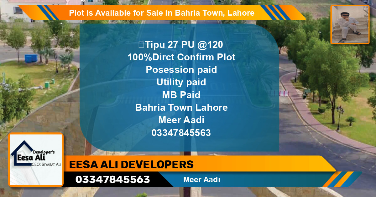 Residential Plot for Sale in Bahria Town, Lahore - (BP-88149)