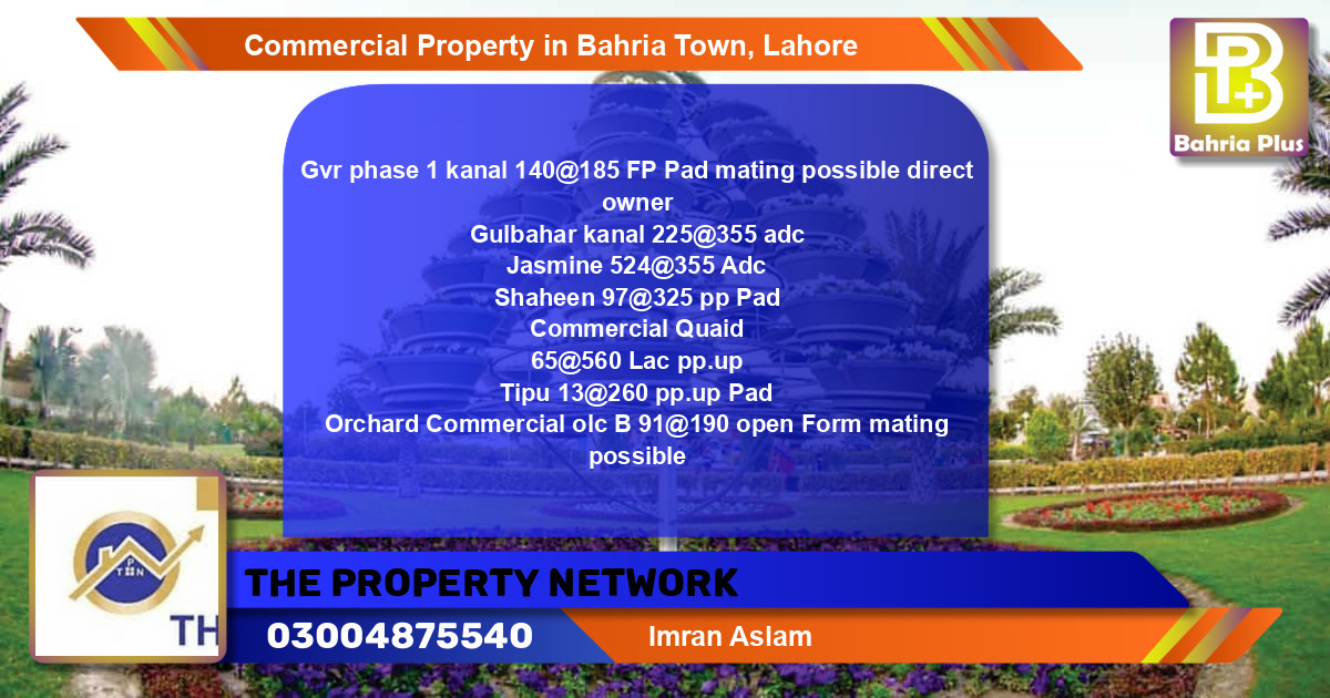 Commercial Property for Sale in Bahria Town, Lahore - (BP-88172)