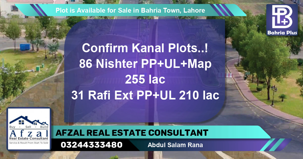 Residential Plot for Sale in Bahria Town, Lahore - (BP-88179)